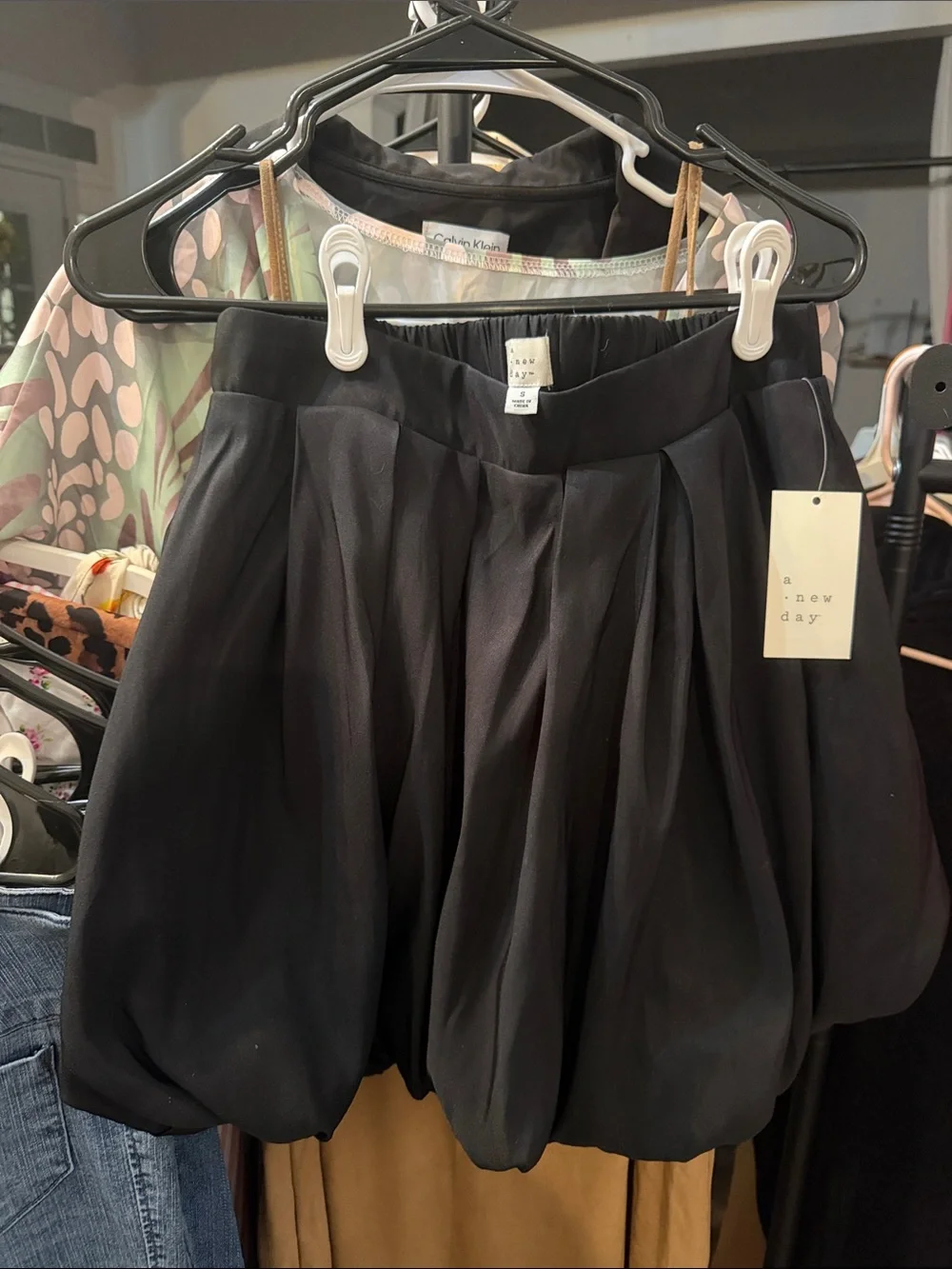 a new day Black Pleated Bubble Skirt